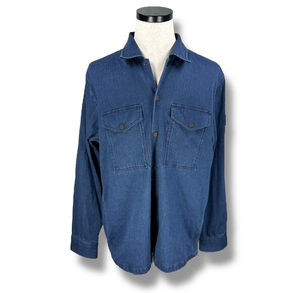 Hugo Boss Lovel Shirt Jacket Overshirt Men’s XL Blue Pockets Long Sleeve Button - Picture 1 of 12